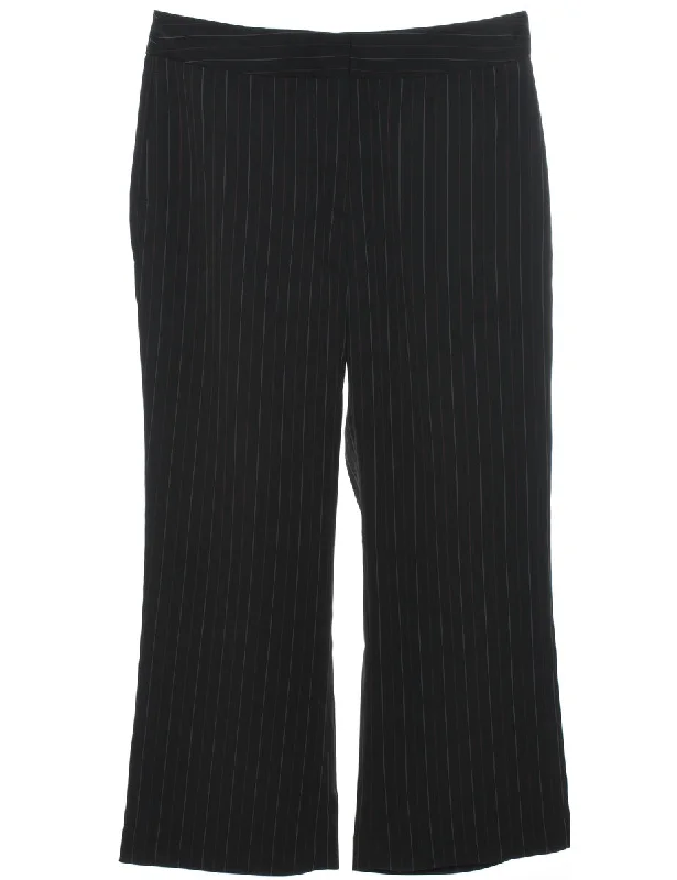 Black Striped Trousers - W34 L27 Modern Women's 