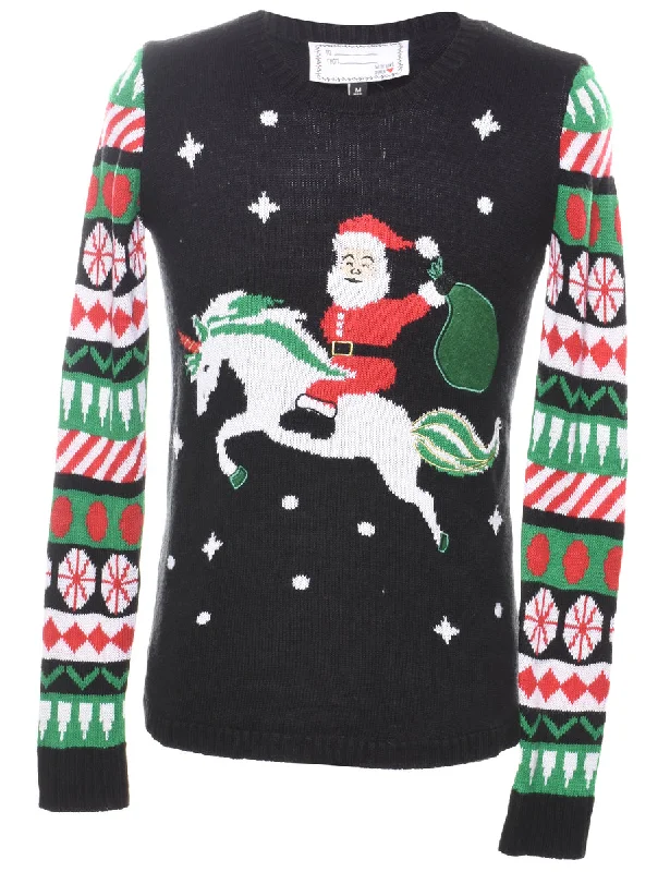 Santa Claus Design Christmas Jumper - M Sporty Women's Tennis