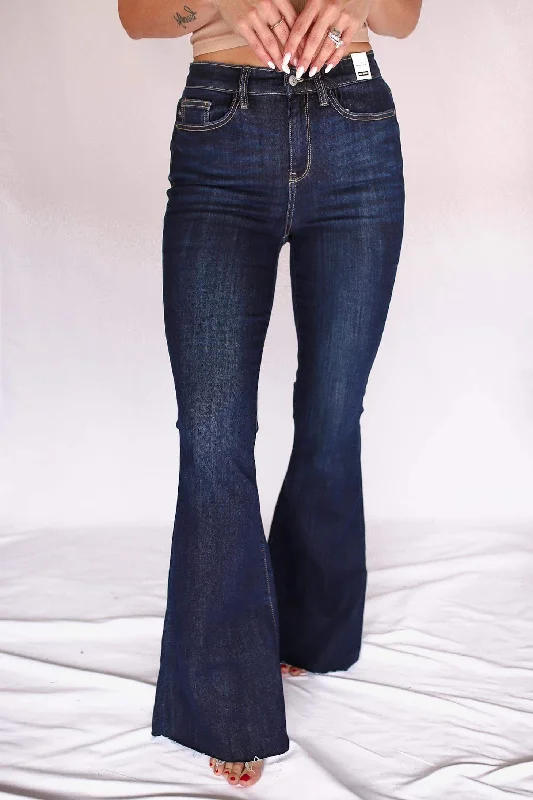 Julia High Rise Raw Hem Flare WH Elegant Women's Formal 