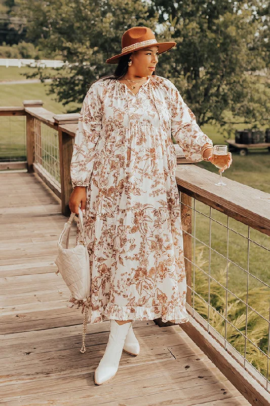 Wine Lover Satin Floral Maxi Dress Curves Vintage Women's 1970S 