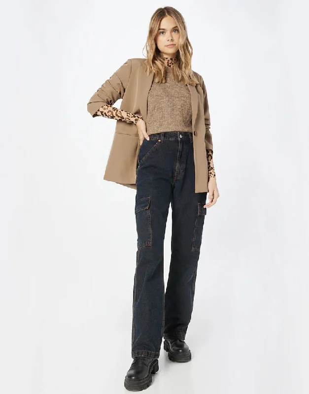 Straight Cargo Jeans Dark Blue Tint European