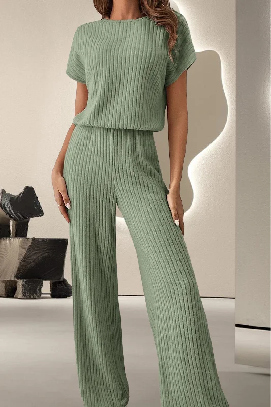 Round Neck Short Sleeve Jumpsuit Refined Women's Velvet