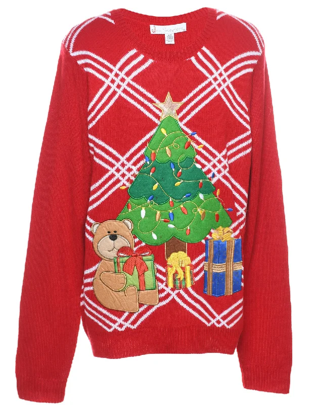 Teddy Bear Design Classic Christmas Jumper - M Modern Women's Tech