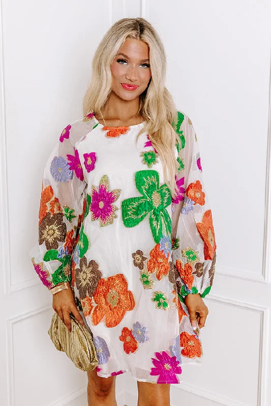 Brilliant Blooms Jacquard Mini Dress Refined Women's Classic 