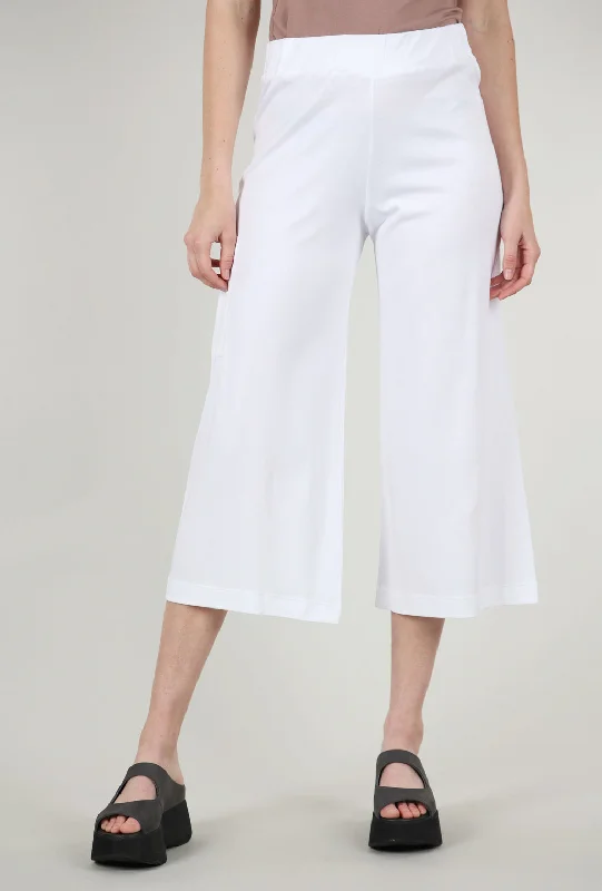 Jersey Gaucho Pant, White Classic Women's Pin - striped