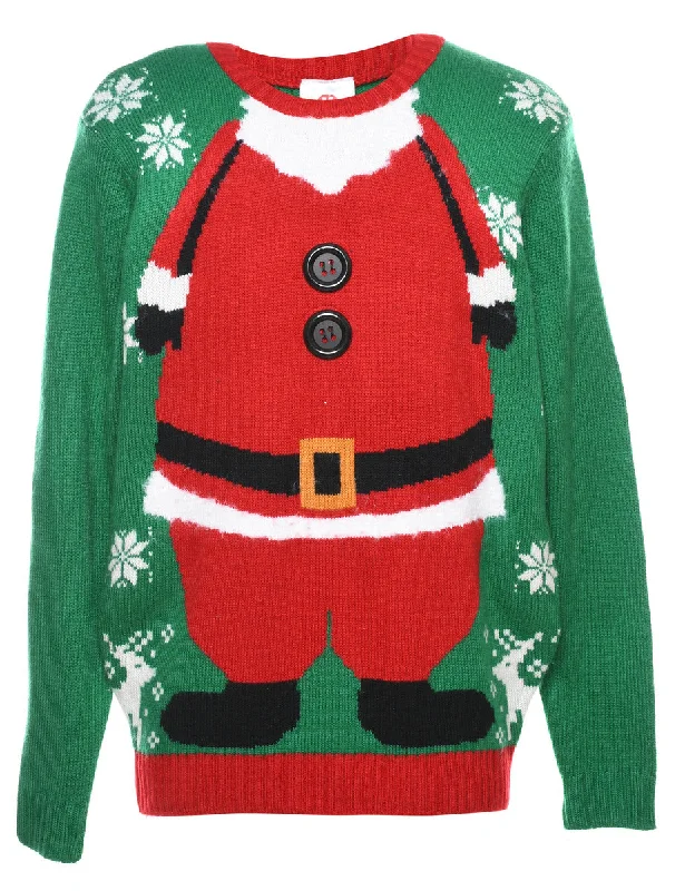 Santa Claus Christmas Jumper - M Relaxed Women's Beachy