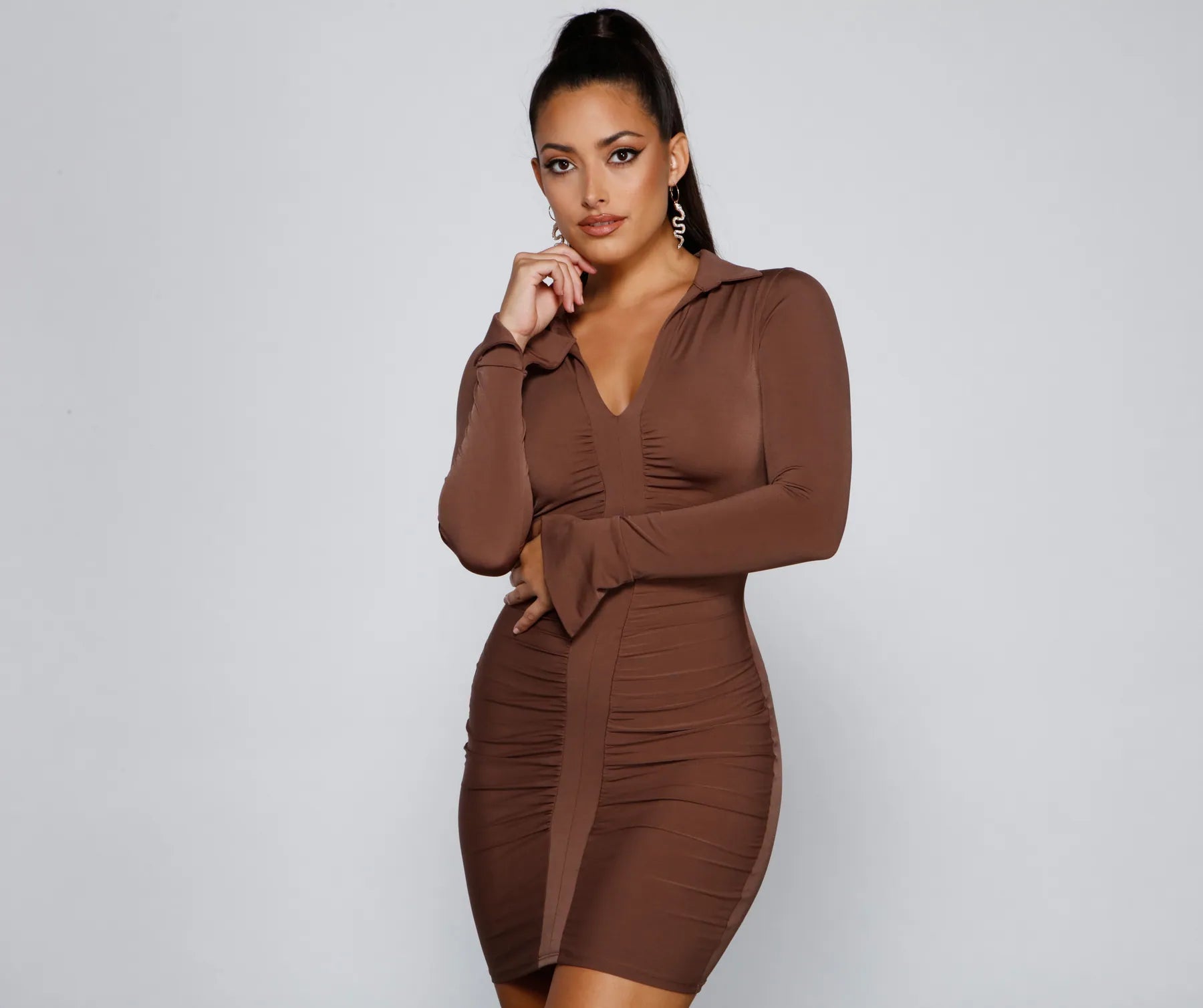 Keep It Trendy Collared Mini Dress Dapper Women's Bow - adorned