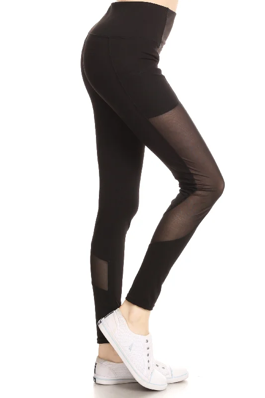 Mesh Panel Performance Leggings Practical Women's Multi - 