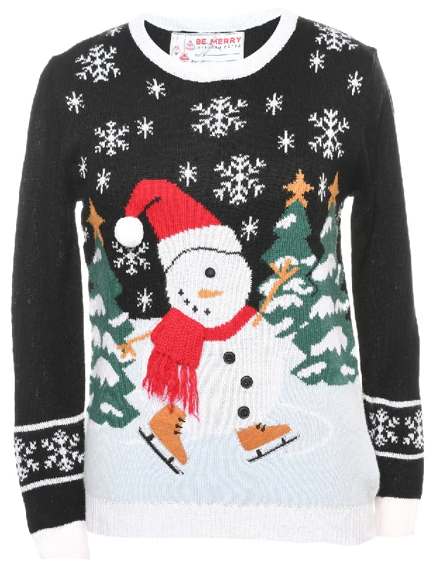 Snowman Christmas Cardigan - S Edgy Women's Punk