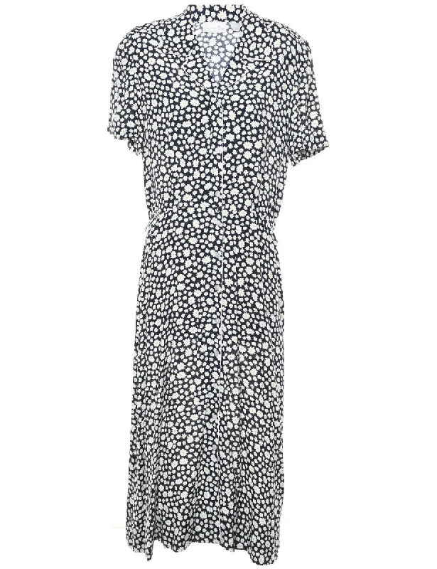 Floral Print Dress - L Earthy Women's Hemp - based