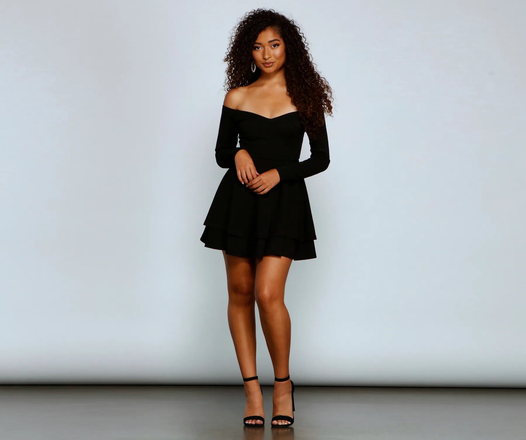 Double The Glam Crepe Skater Dress Laid - back Women's Style