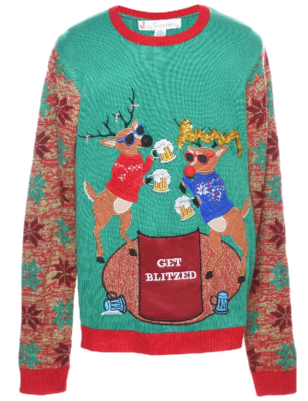 Reindeer Christmas Jumper - L Youthful Women's Pop