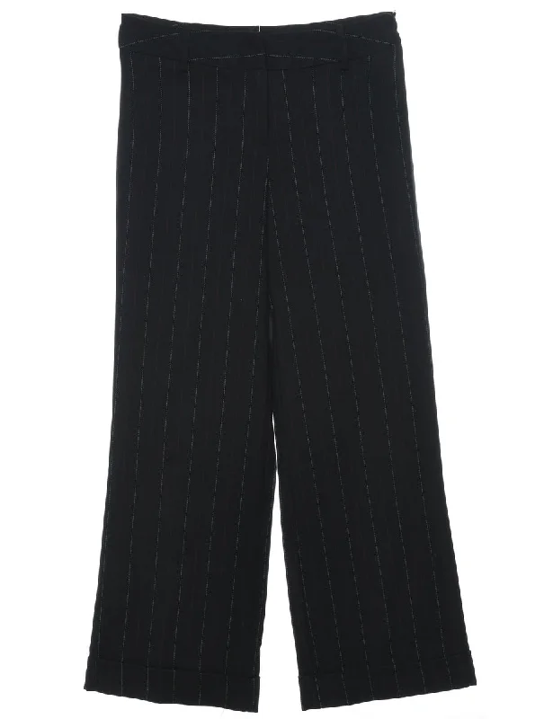 Black Striped Trousers - W30 L28 Refined Women's 