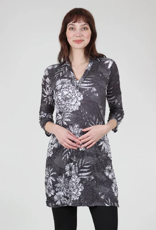 3/4-Sleeve Polo Dress, Onyx Print Bohemian Women's Free