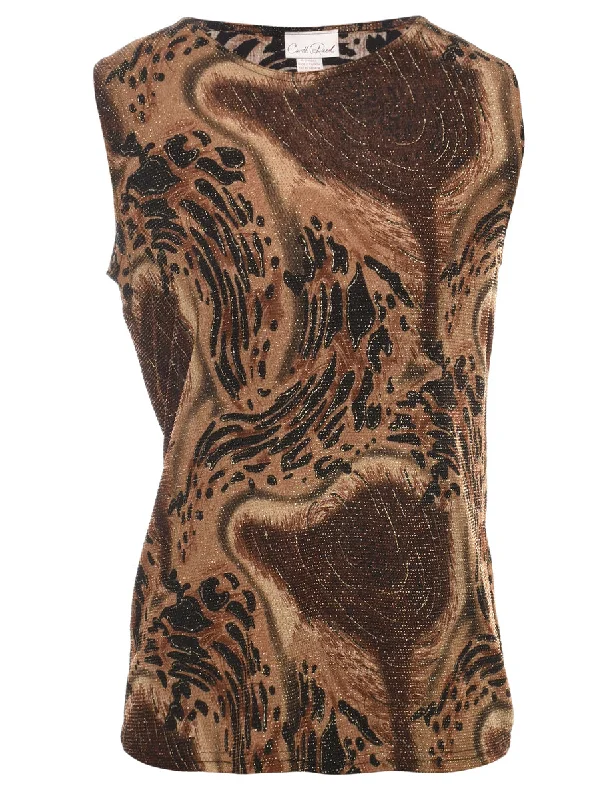 1990s Leopard Print Evening Top - S Hip Women's Retro