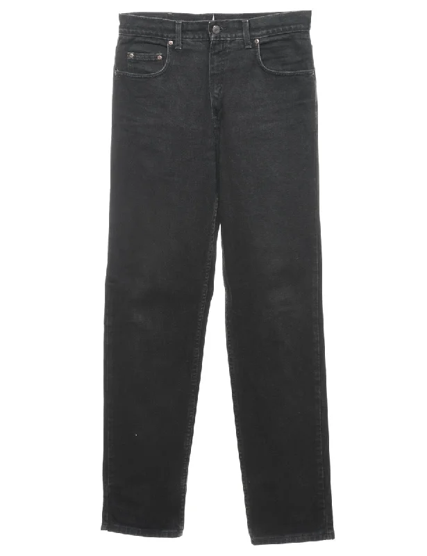 Black Straight Fit Jeans - W32 L34 Trendy Women's Oversized