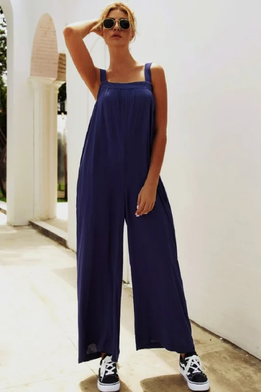 Wide Strap Wide Leg Jumpsuit Feminine Women's Style 