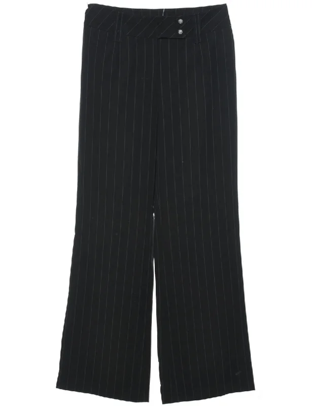 Striped Black Classic Trousers - W27 L29 Athletic Women's 