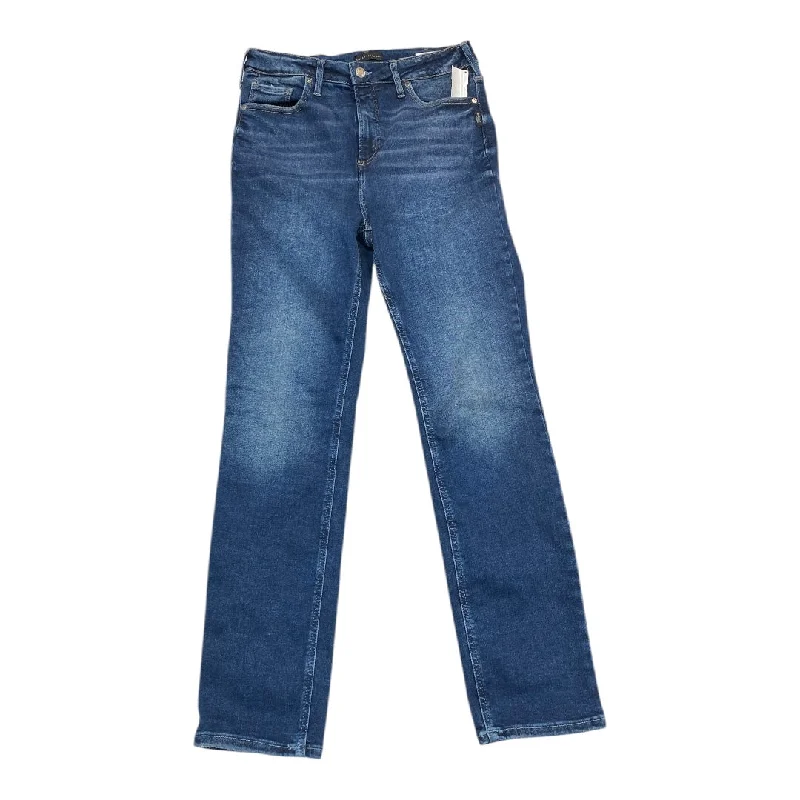 Jeans Straight By Silver In Blue Denim, Size: 12 Geometric