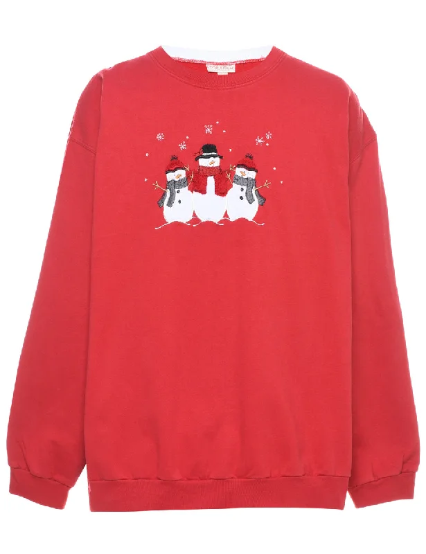 Snowman Christmas Sweatshirt - XL Minimalist Women's Casual