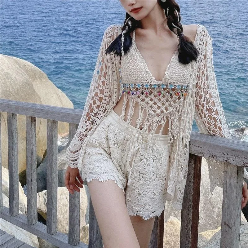 Sally 3 Piece Coord Set - Resortwear Set Monochromatic All - in - one
