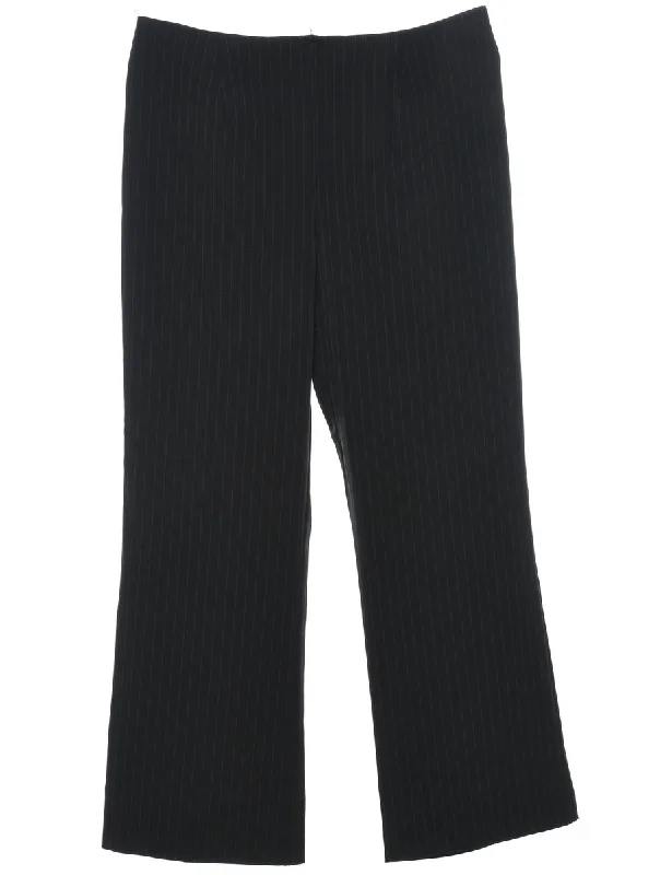 Pinstriped Black Classic Trousers - W31 L28 Earthy Women's Hemp - based