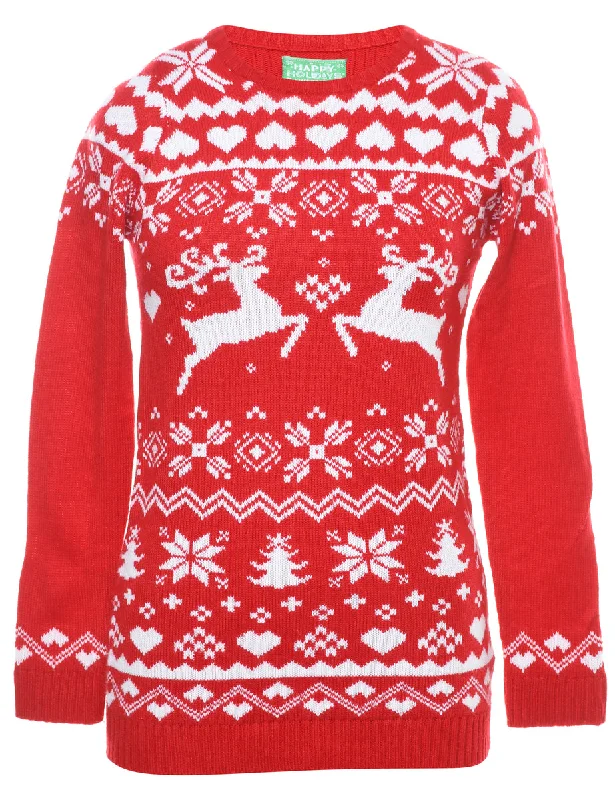 Reindeer Christmas Jumper - L Sporty Women's Athleisure 