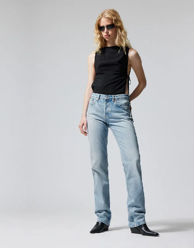 High Straight Baggy Jeans Light Wash Geometric
