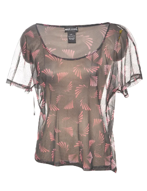 Floral Printed Top - L Monochromatic Office Style