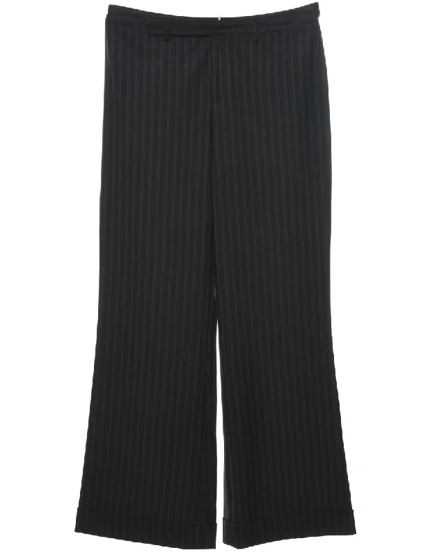 Striped Pattern Trousers - W32 L32 Confident Women's High - fashion