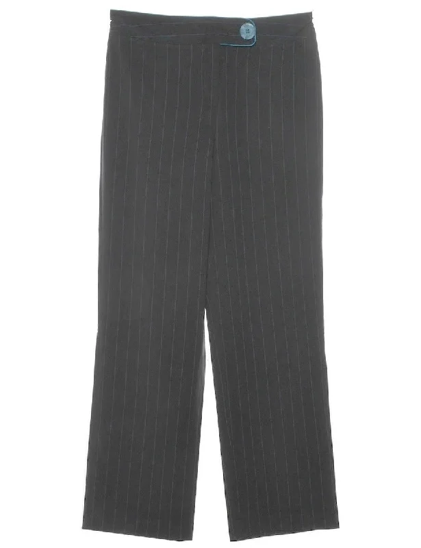 Black Striped Trousers - W32 L31 Trendy Women's 