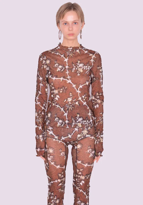 KNWLS HT0THB HALCYON LONG SLEEVE TOP THORNY BROWN European