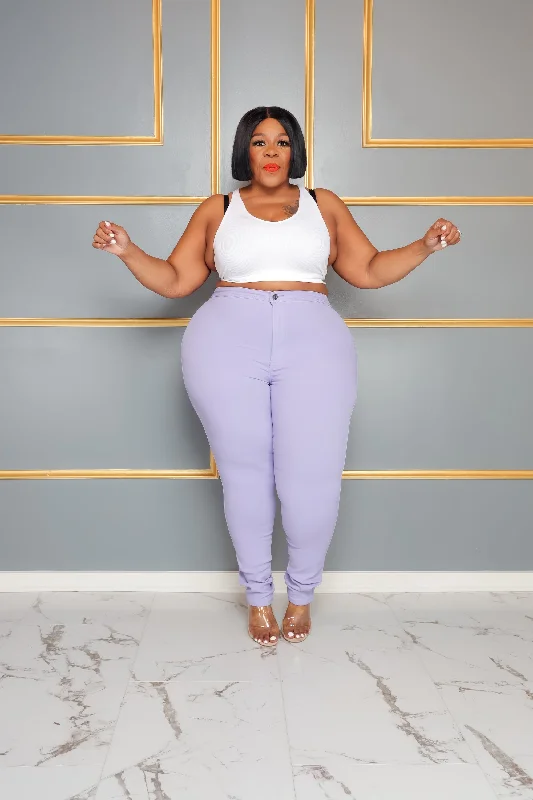 Lilac Basic Hi Waist Jeans European