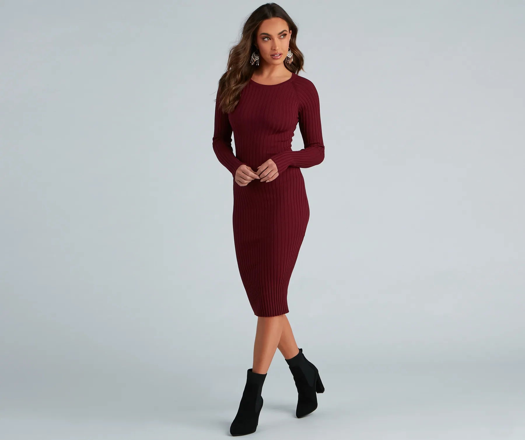 Chic Twist Long Sleeve Midi Dress Modern Women's Tech