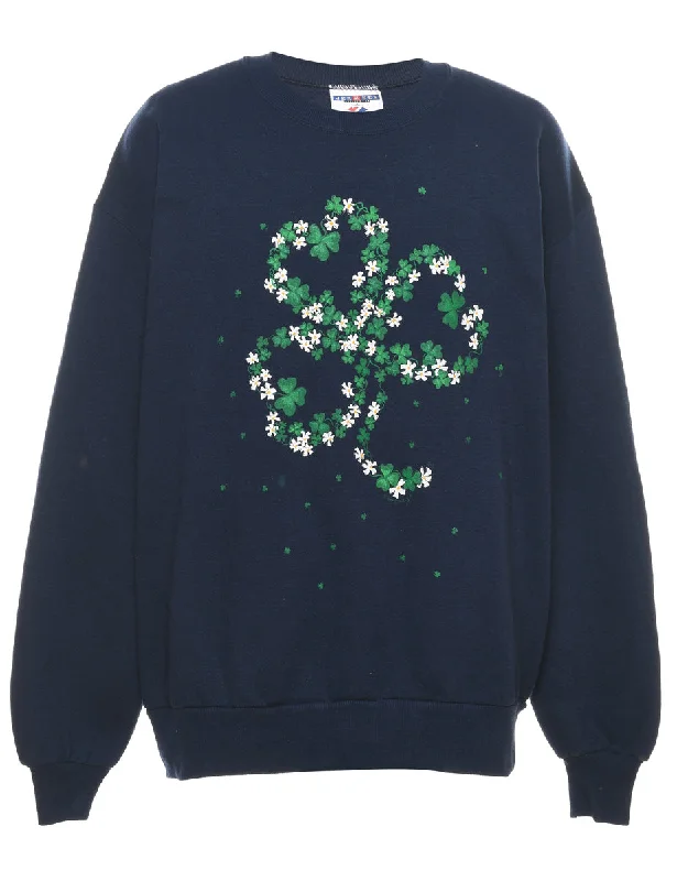 Navy Christmas Sweatshirt - L Confident Women's High - fashion