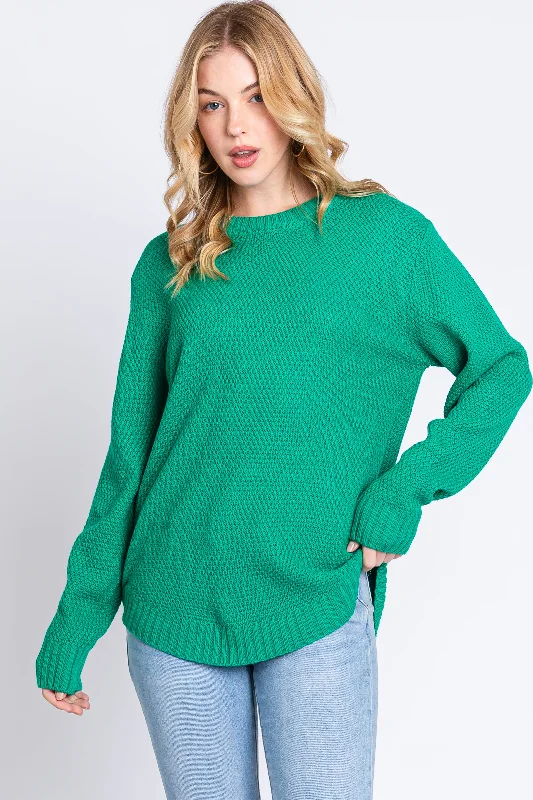 Green Knit Pullover Sweater Sustainable Organic