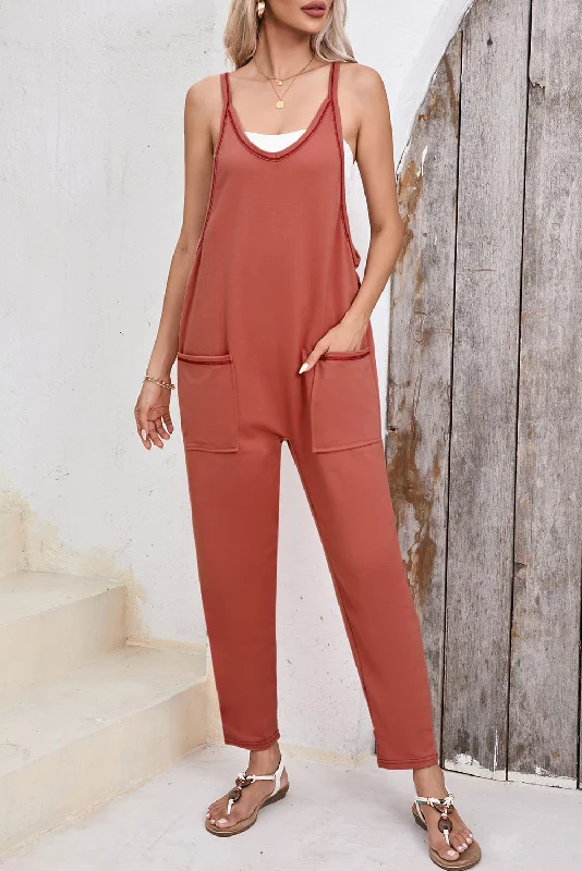 Scoop Neck Spaghetti Strap Jumpsuit Sophisticated Women's 