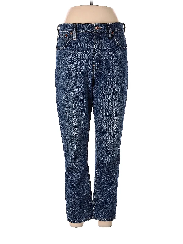High-Rise Straight-leg Jeans in Medium Wash Elegant Women's 