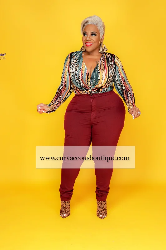 Burgundy Hi Waist Jeans Australian Beach