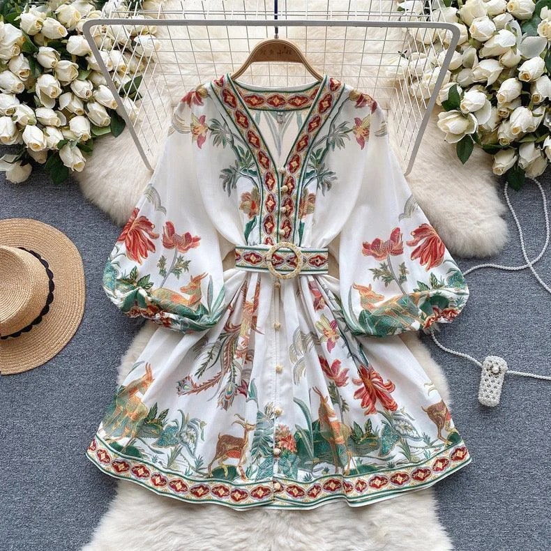 Tropical Vintage Dress with Belt purpose