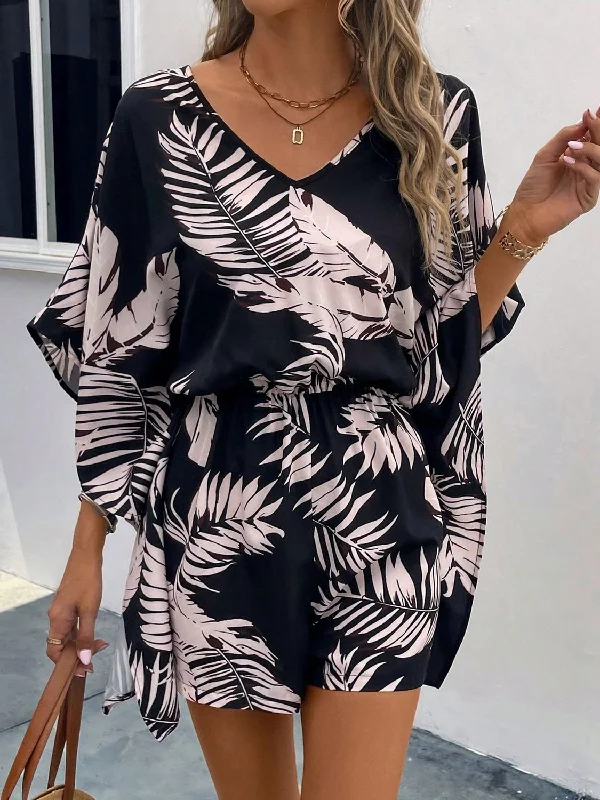Printed V-Neck Romper Australian Beach