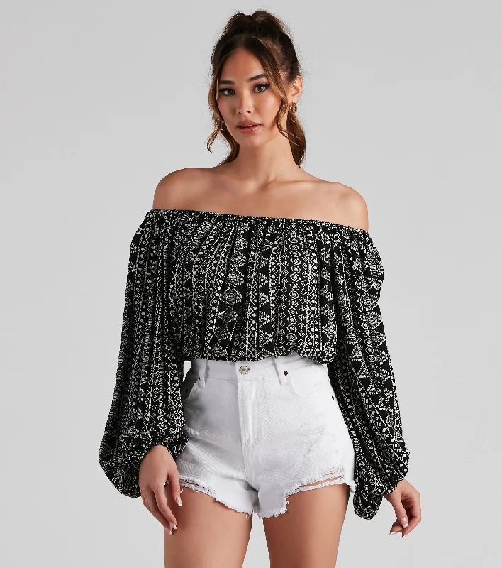 Bohemian Darling Geometric Top Monochromatic All - in - one