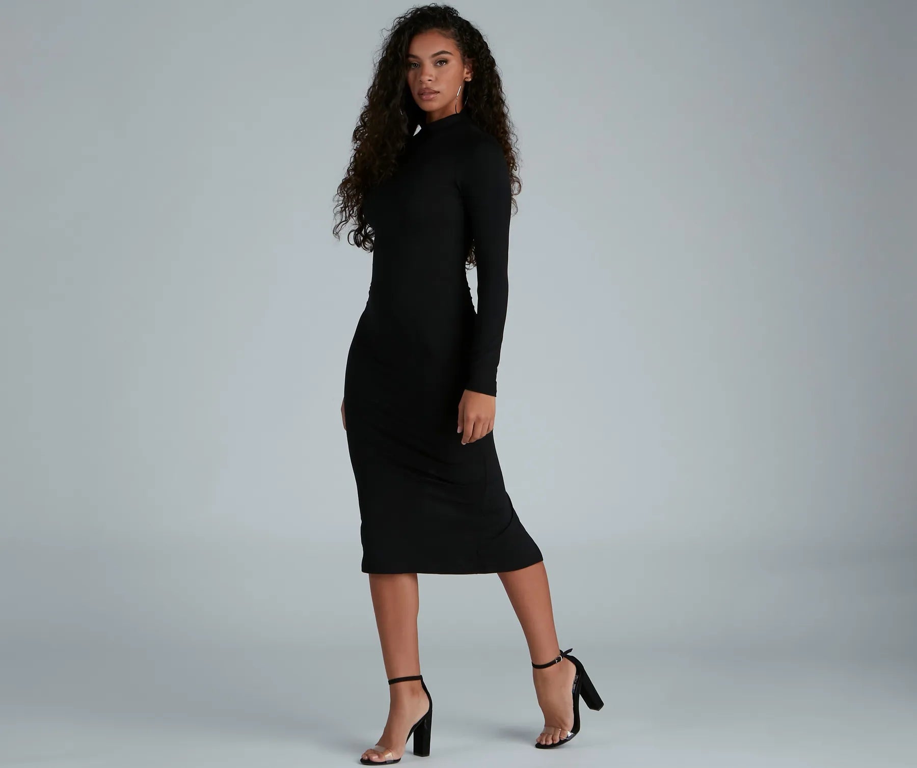 Chic Basic Mock Neck Mini Dress Trendy Women's 