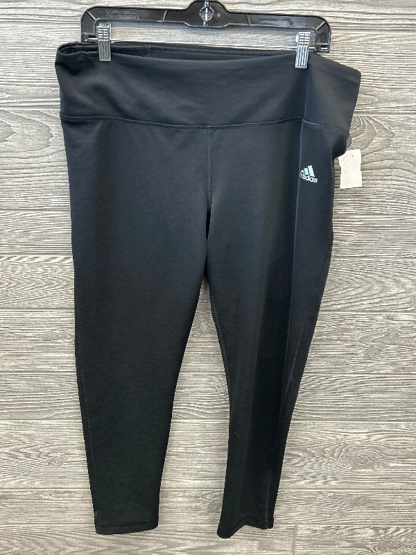 Athletic Leggings By Adidas In Black, Size: Xl Monochromatic Office Style