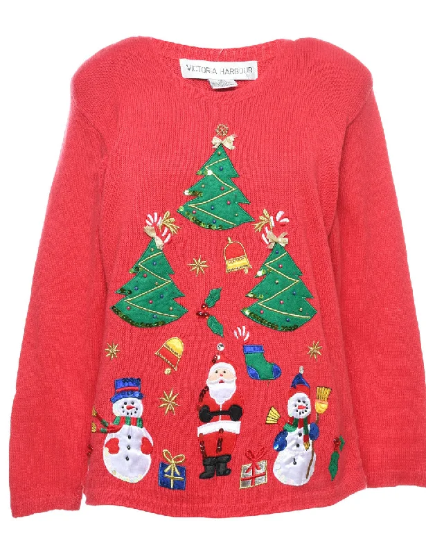 Snowman Christmas Jumper - S Preppy Women's College