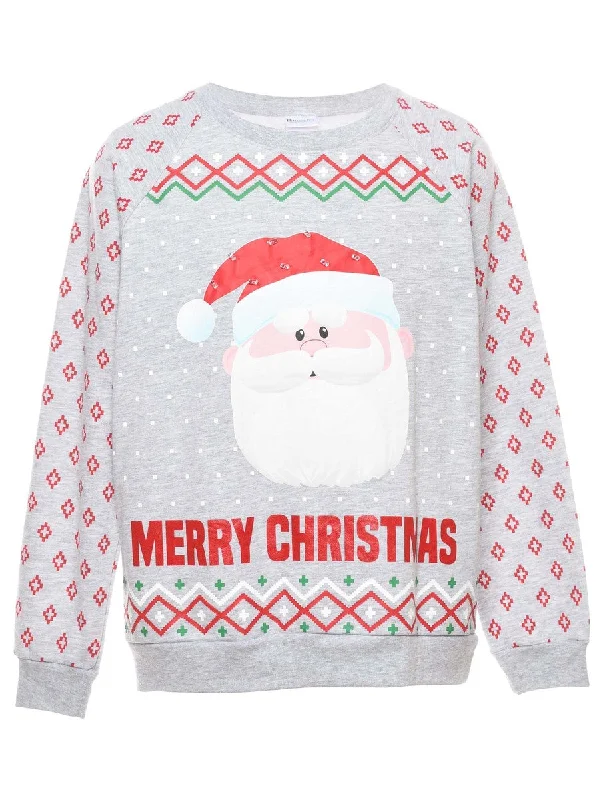 Santa Claus Christmas Sweatshirt - L Geometric