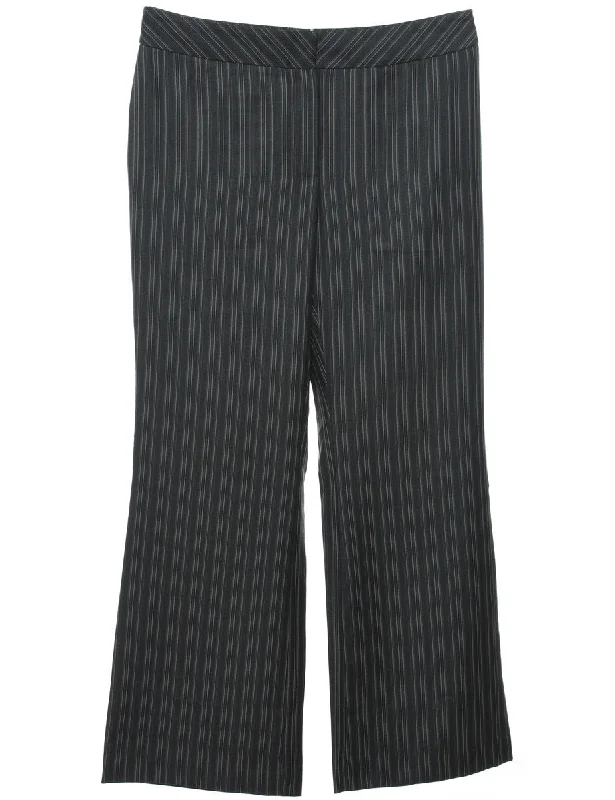 Striped Pattern Dark Grey Trousers - W32 L29 Youthful Women's Anime - inspired