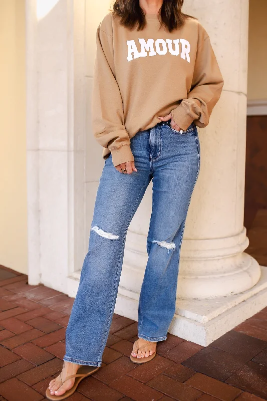 Bree High Rise Control Top Distressed Straight Jeans WH Refined Women's 