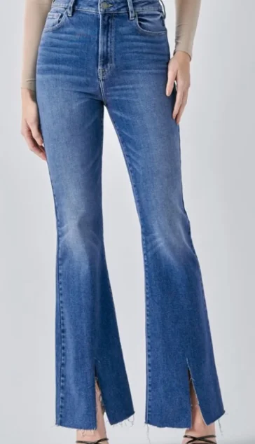 Flare Front Slit Jean by Hidden Jeans Trendy Women's Oversized