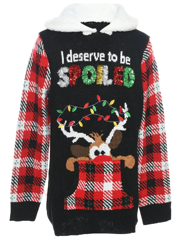 Reindeer Design Festive Christmas Jumper - L Elegant Women's Formal 